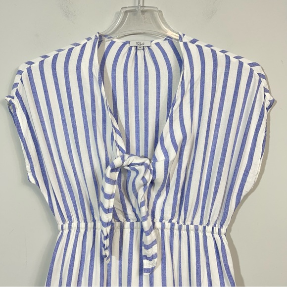 Rails Charlotte Linen Dress Grenadines Stripe Blue & White Tie Front XS Revolve - Picture 10 of 16